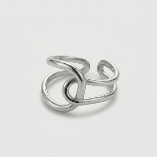 The crossing ring seen from the side, showing how the two bands loop